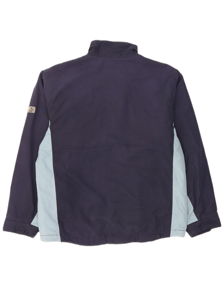 Puma Herren-Windbreaker-Jacke UK 38 Mittelmarineblaues Colourblock-Polyester