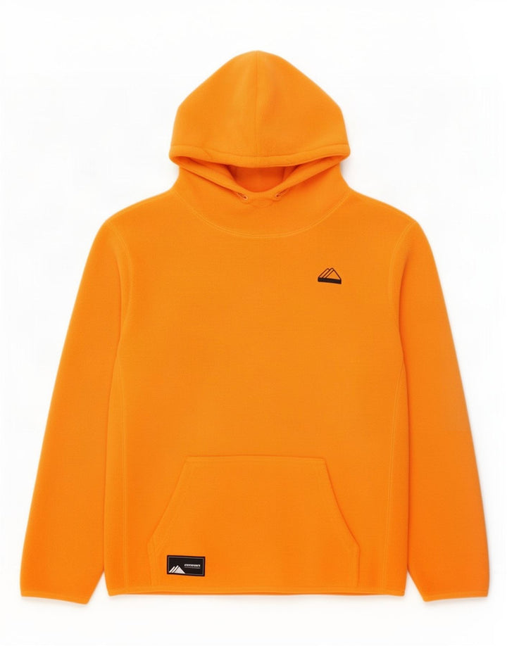 Superdry Herren-Fleecepullover mit Kapuze, groß, orangefarbenes Polyester