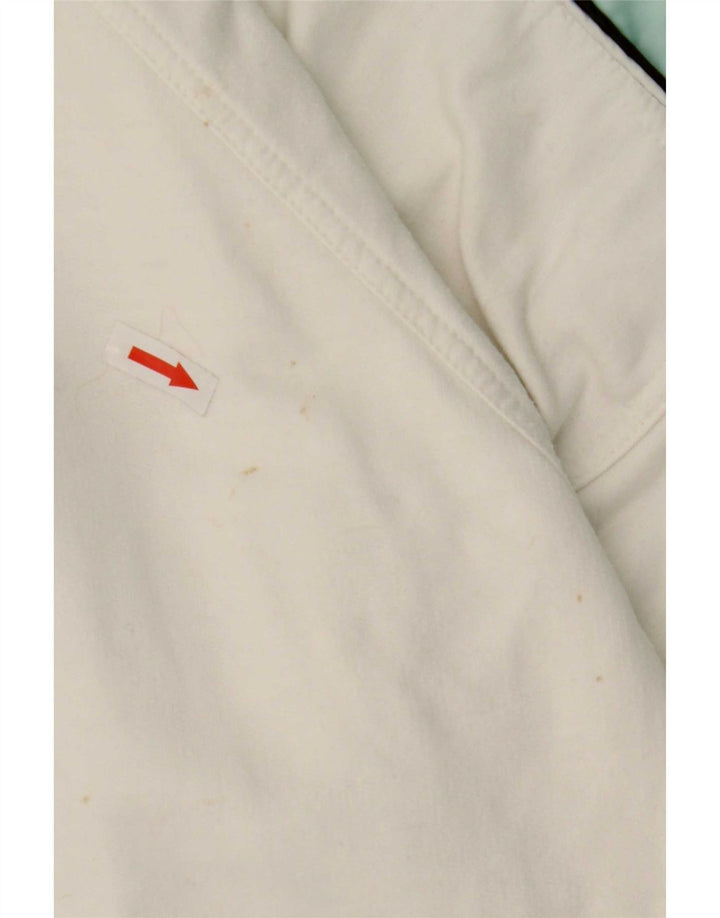 Ellesse Herren-Sweatshirt mit Knopfkragen, groß, weiße Blockfarben-Baumwolle