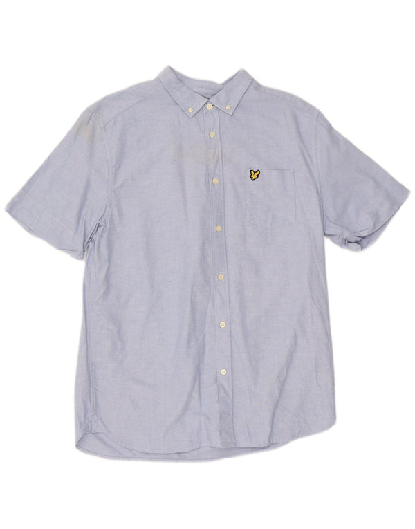 Lyle & Scott Herren-Kurzarmhemd, Größe L, Blau, Baumwolle