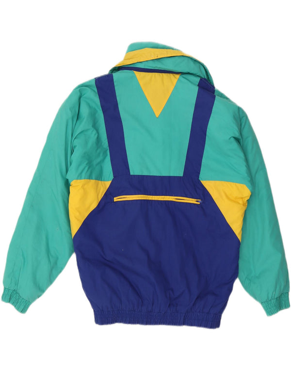 Vintage Herren Skijacke mit Kapuze UK 38 Medium Mehrfarbig Colourblock