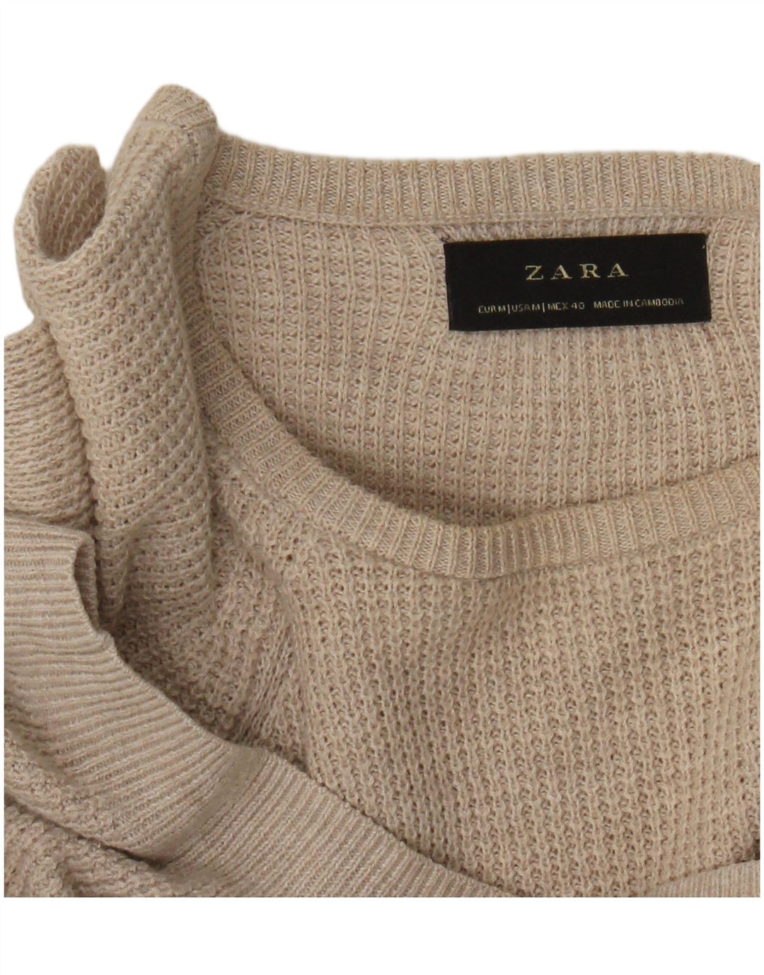 Zara Herren-Pullover mit U-Boot-Ausschnitt, Mittelbeige