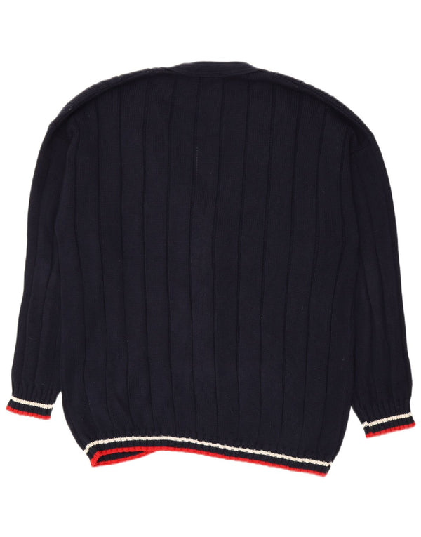 Bennett's Herren-Cardigan-Pullover IT 56 XL Marineblau gestreift aus Baumwolle