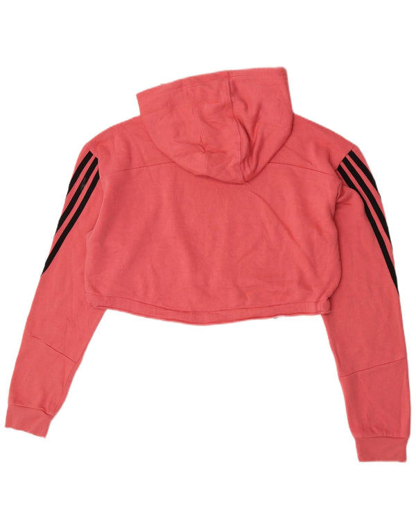 Adidas Damen Crop Oversized Hoodie Pullover UK 16/18 Große rosa Baumwolle