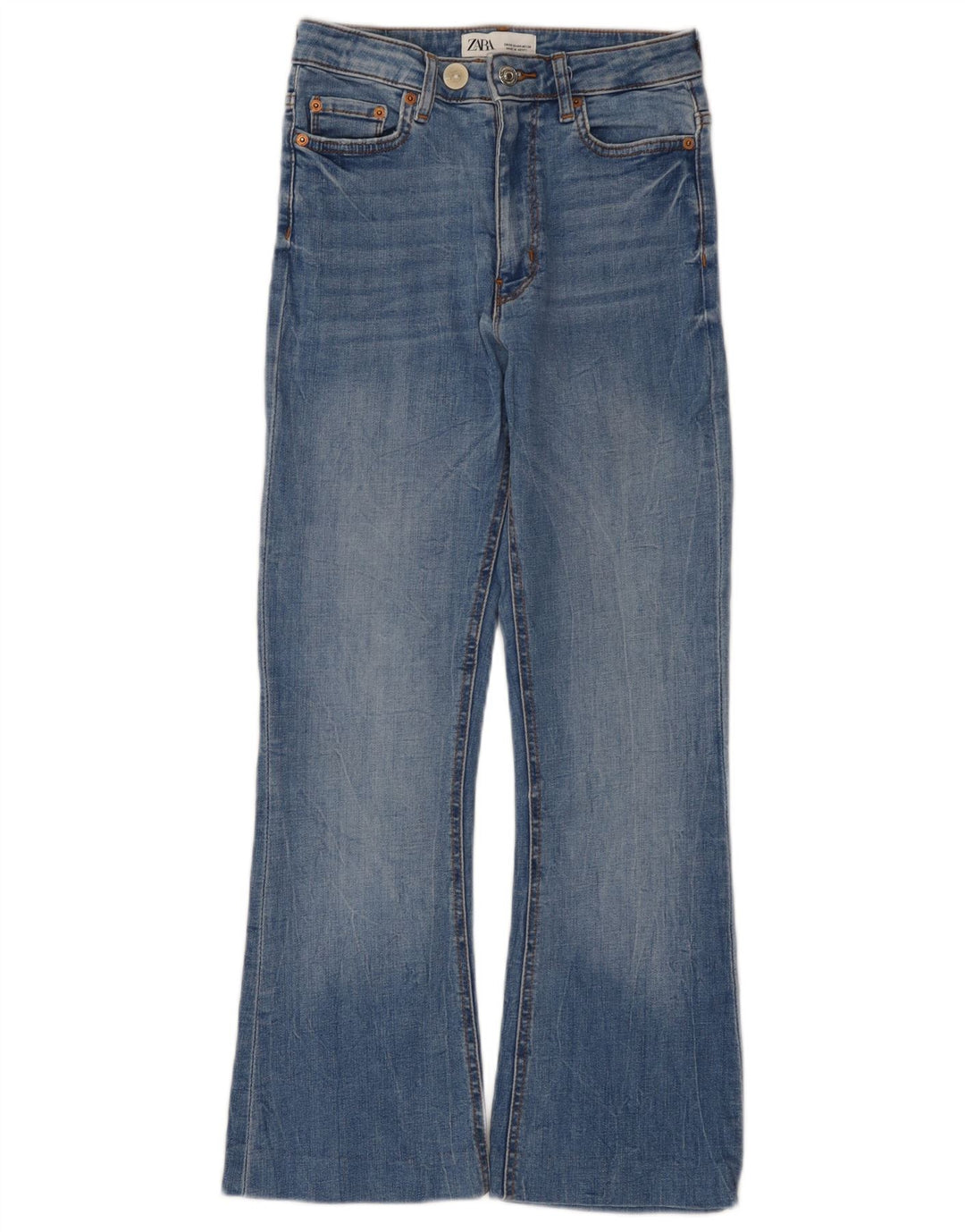 Zara Damen Bootcut Jeans EU 36 XS W26 L26 Blau