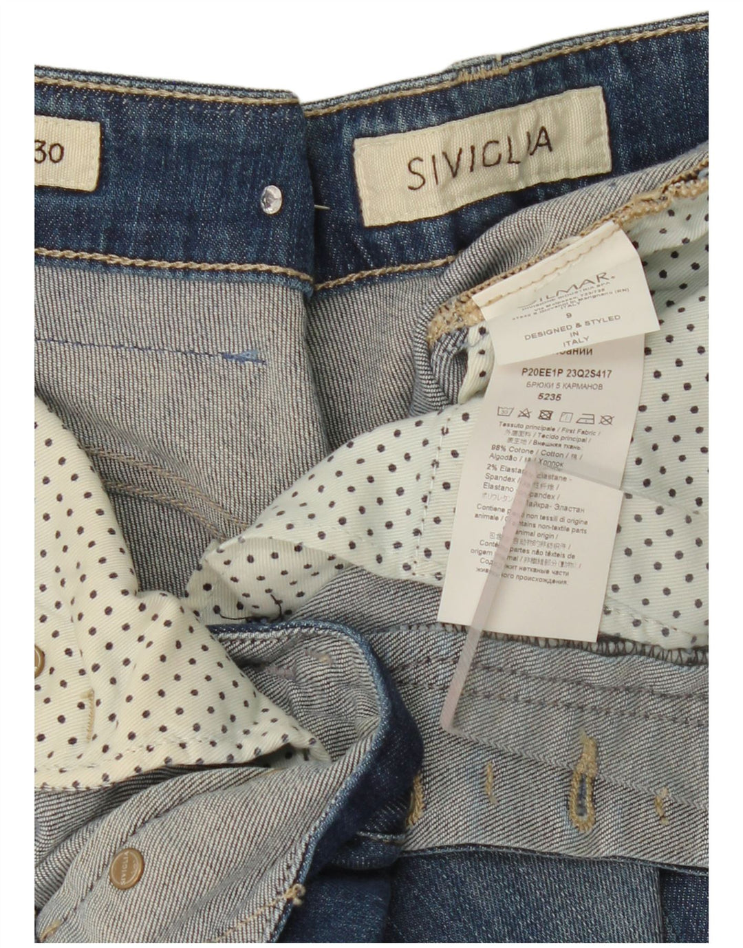 SIVIGLIA Kurz geschnittene Damenjeans W30 L26 Blaue Baumwolle