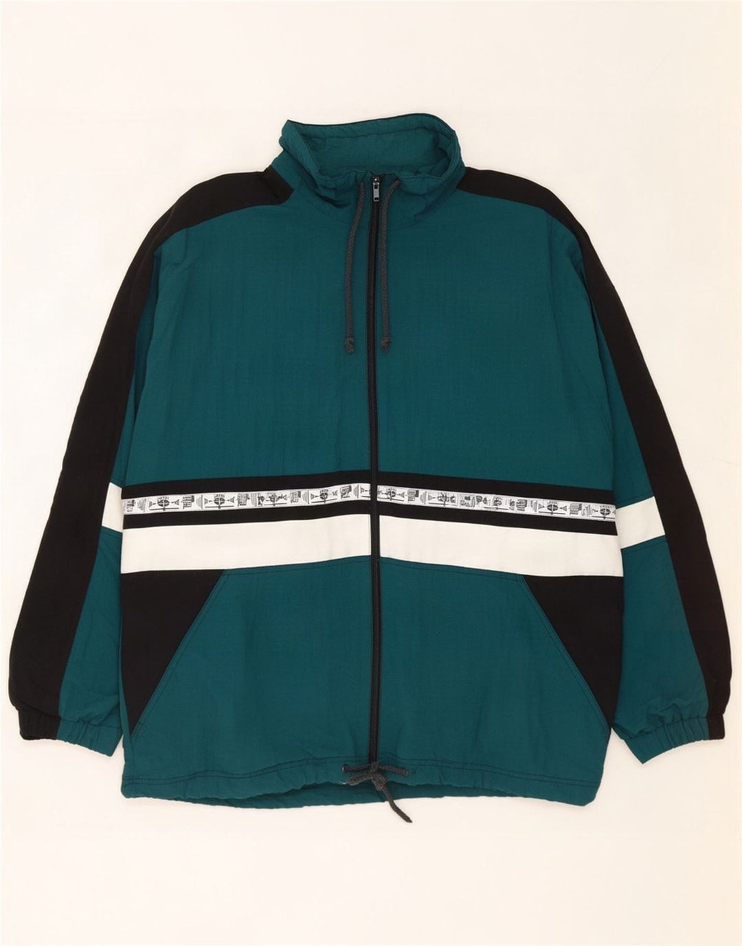 Crane Herren-Regenjacke mit Grafik, UK 40, Größe L, grünes Colourblock-Nylon
