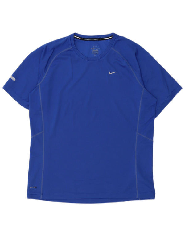 Nike Herren Dri Fit T-Shirt Top Large Blau Polyester