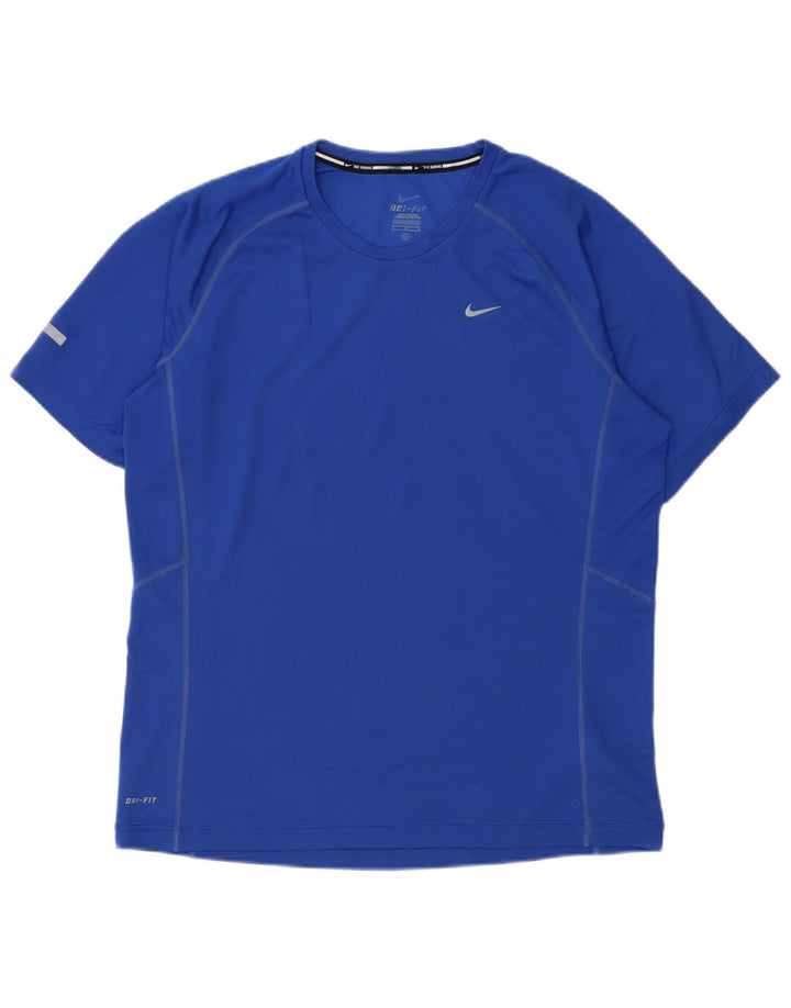 Nike Herren Dri Fit T-Shirt Top Large Blau Polyester