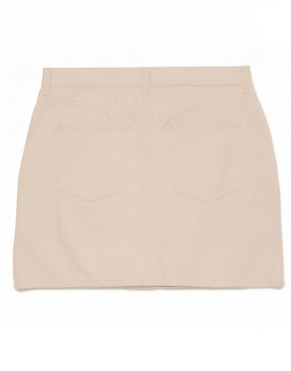 Marks & Spencer Damen Mini-Jeansrock UK 14 Large W32 Weiße Baumwolle