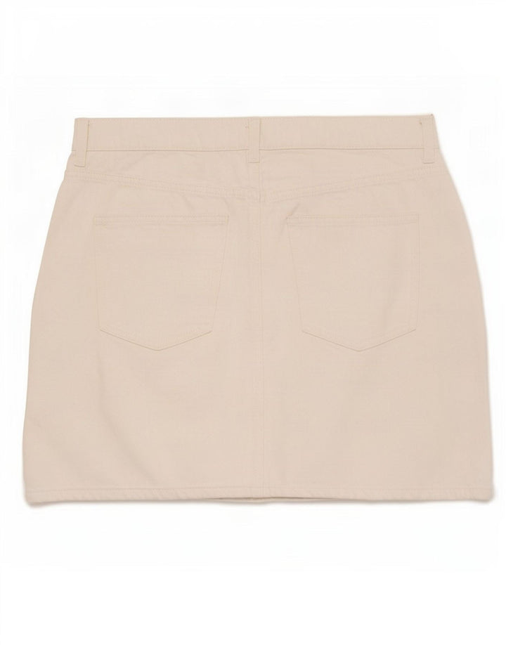 Marks & Spencer Damen Mini-Jeansrock UK 14 Large W32 Weiße Baumwolle