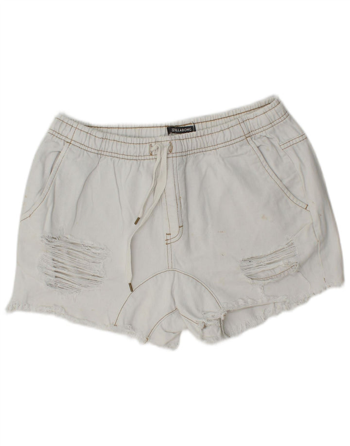 Billabong Damen Distressed Denim Shorts W30 Mittelweiße Baumwolle