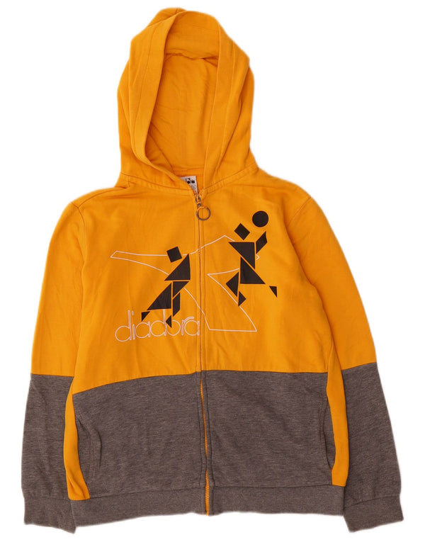 Diadora Kapuzenpullover mit grafischem Reißverschluss für Jungen, 11–12 Jahre, XL, Gelb, Farbblock