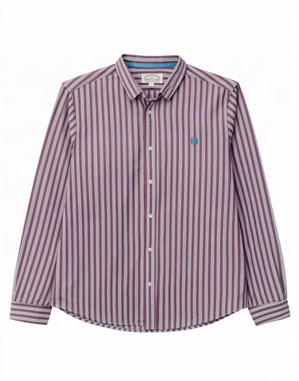 White Stuff Herren-Hemd mit klassischer Passform, 2XL, lila, gestreift, Baumwolle