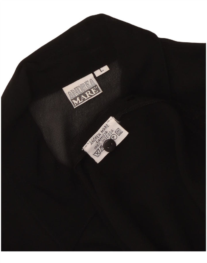 Andrea Mare Damen Durchsichtige Hemdbluse UK 16 Große schwarze Viskose