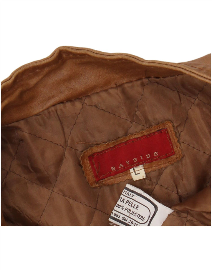 Bayside Damen Ledermantel UK 16 Großes braunes Leder