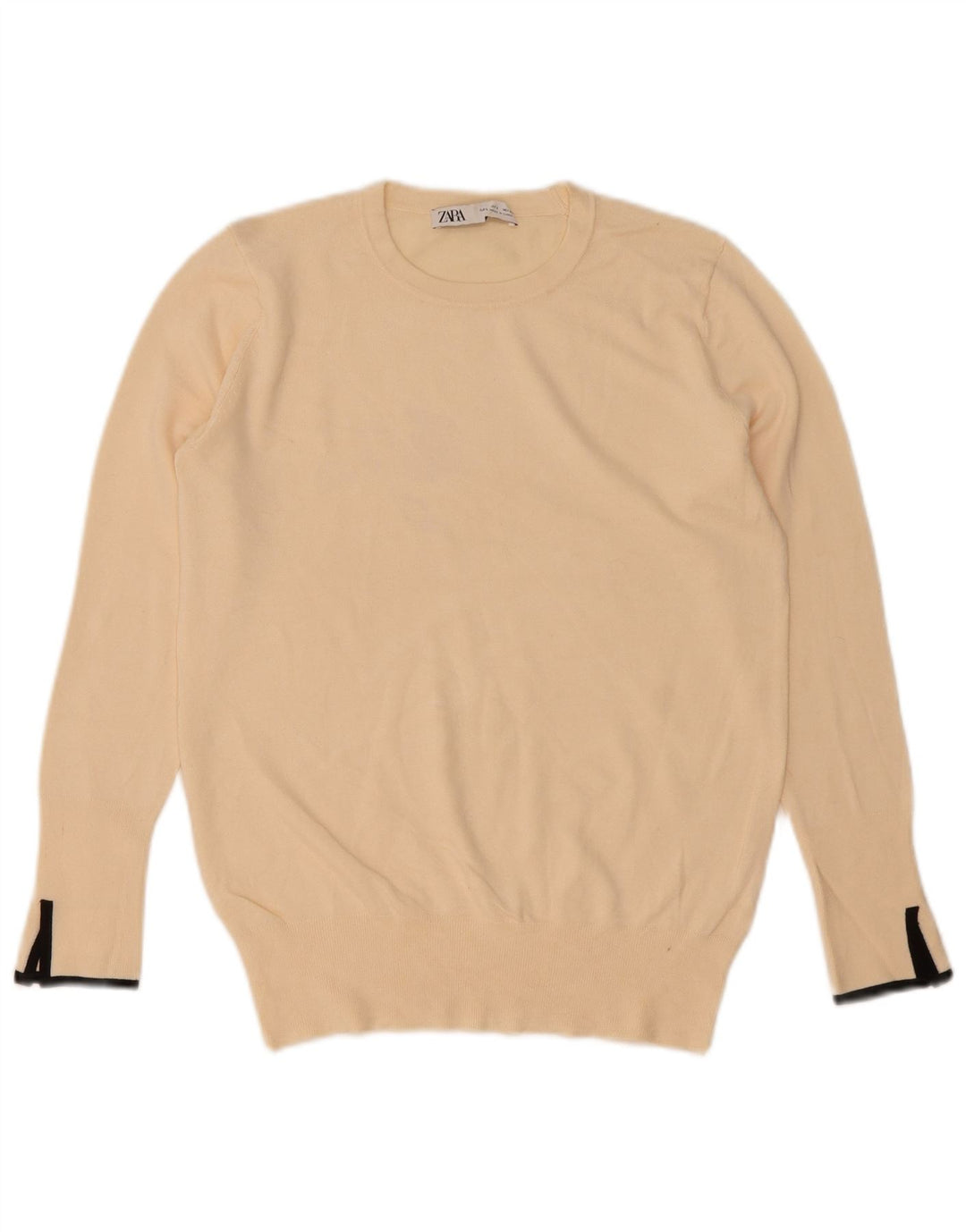 Zara Damen-Pullover mit Rundhalsausschnitt, Gr. 14, groß, gebrochenes Weiß