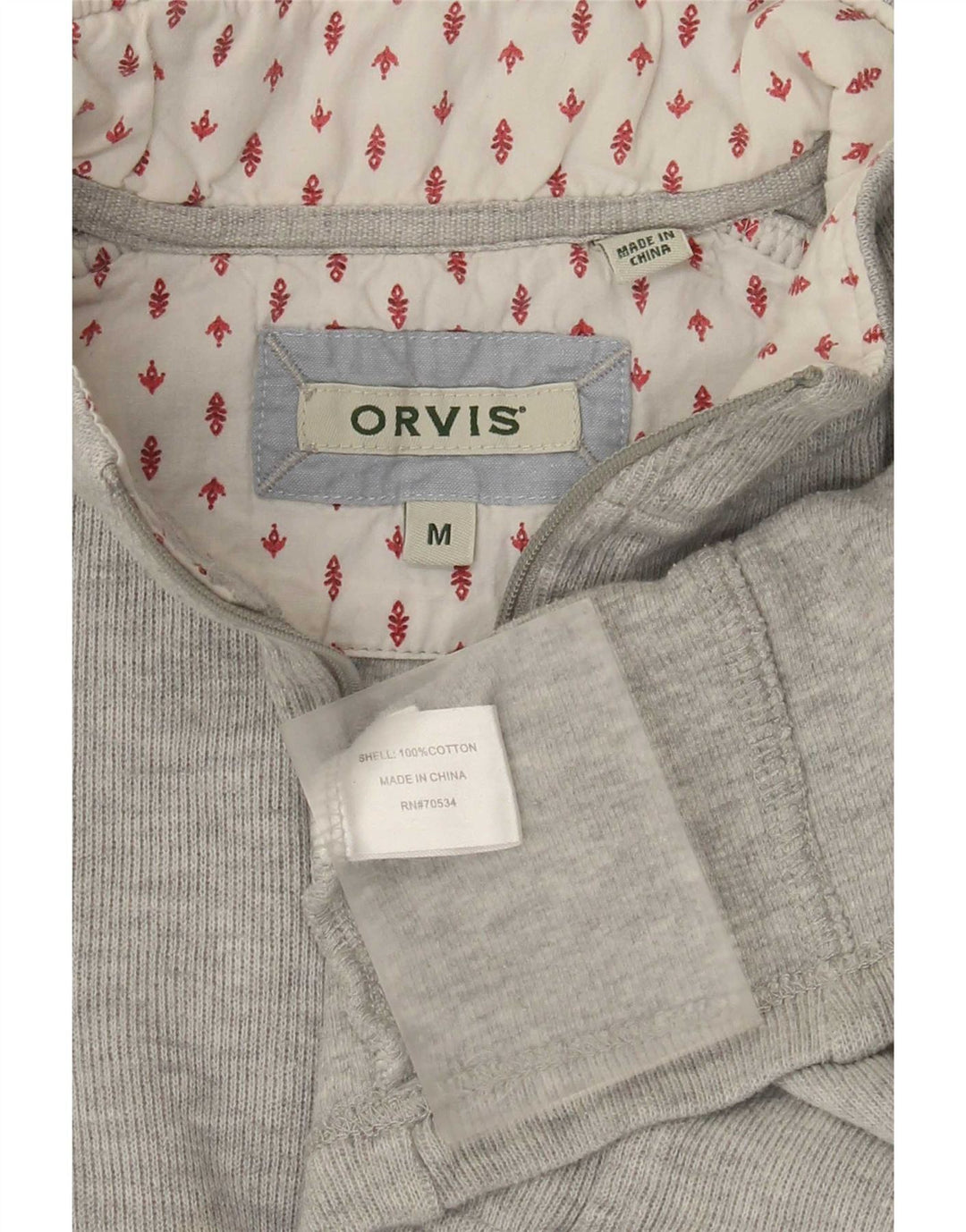 Orvis Damen-Sweatshirt mit Reißverschluss am Hals, UK 14, mittelgraue Baumwolle