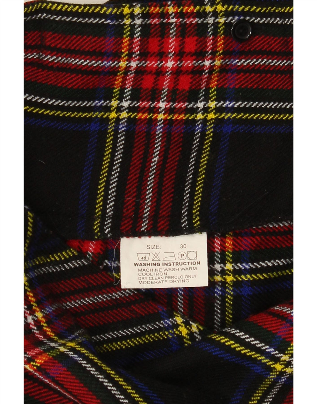 Vintage Damen Mini Wickelrock W30 Medium Marineblau Kariertes Acryl