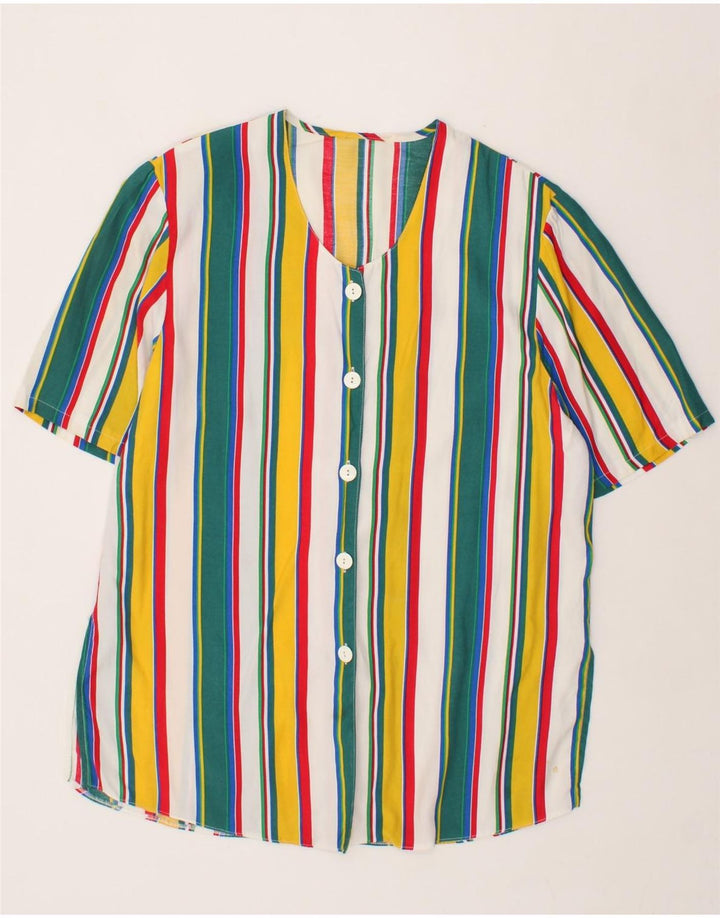 VINTAGE Womens Shirt Blouse UK 14 Medium Multicoloured Striped Vintage Vintage and Second-Hand Vintage from Messina Hembry 