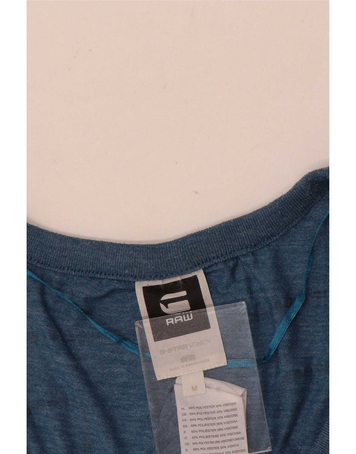 G-Star Damen Grafik-T-Shirt-Oberteil UK 12 Mittelblaues Polyester