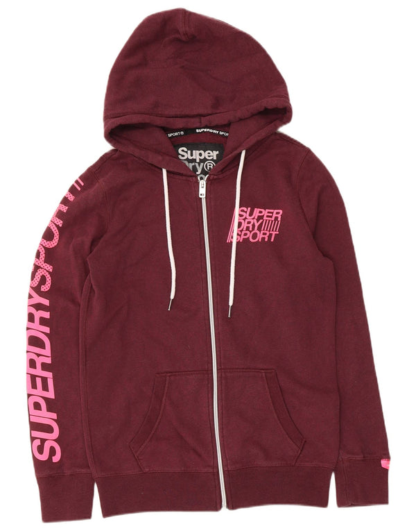 Superdry Damen-Kapuzenpullover mit grafischem Reißverschluss, Gr. 6, XS, Kastanienbraun, Baumwolle
