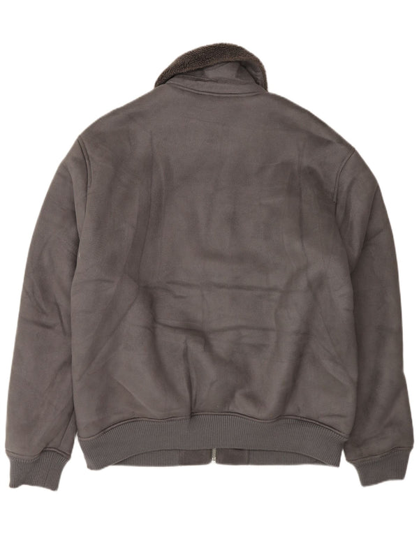 Zara Herren Sherpa Jacke UK 42 XL Grau Polyester