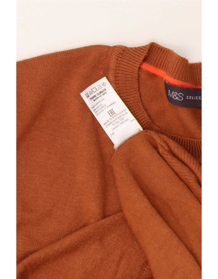 Marks & Spencer Damen Pullover mit Rundhalsausschnitt, UK 12, Mittelbraun