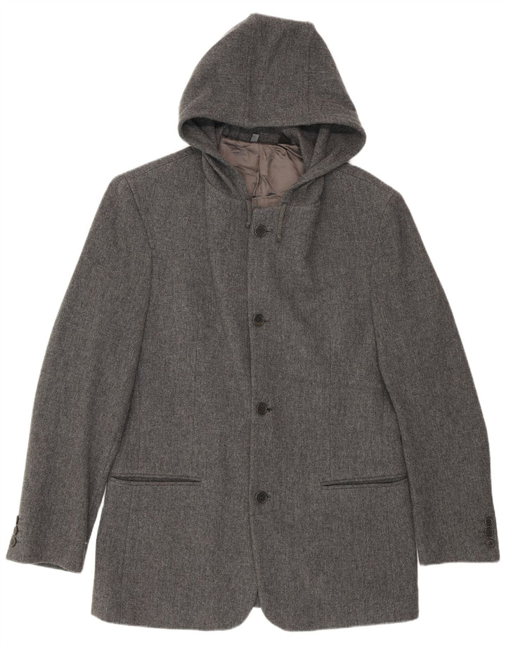Zara Herren-Blazer mit 4 Knöpfen und Kapuze, UK 38, mittelgraue Wolle