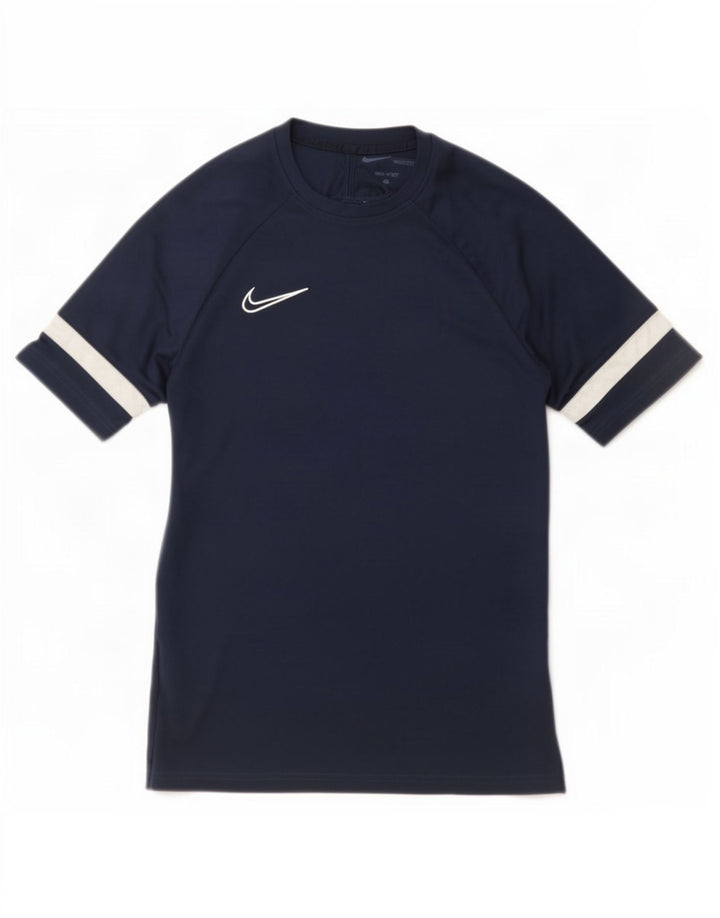 Nike Herren Dri Fit T-Shirt-Oberteil Mittelgroßes marineblaues Farbblock-Polyester