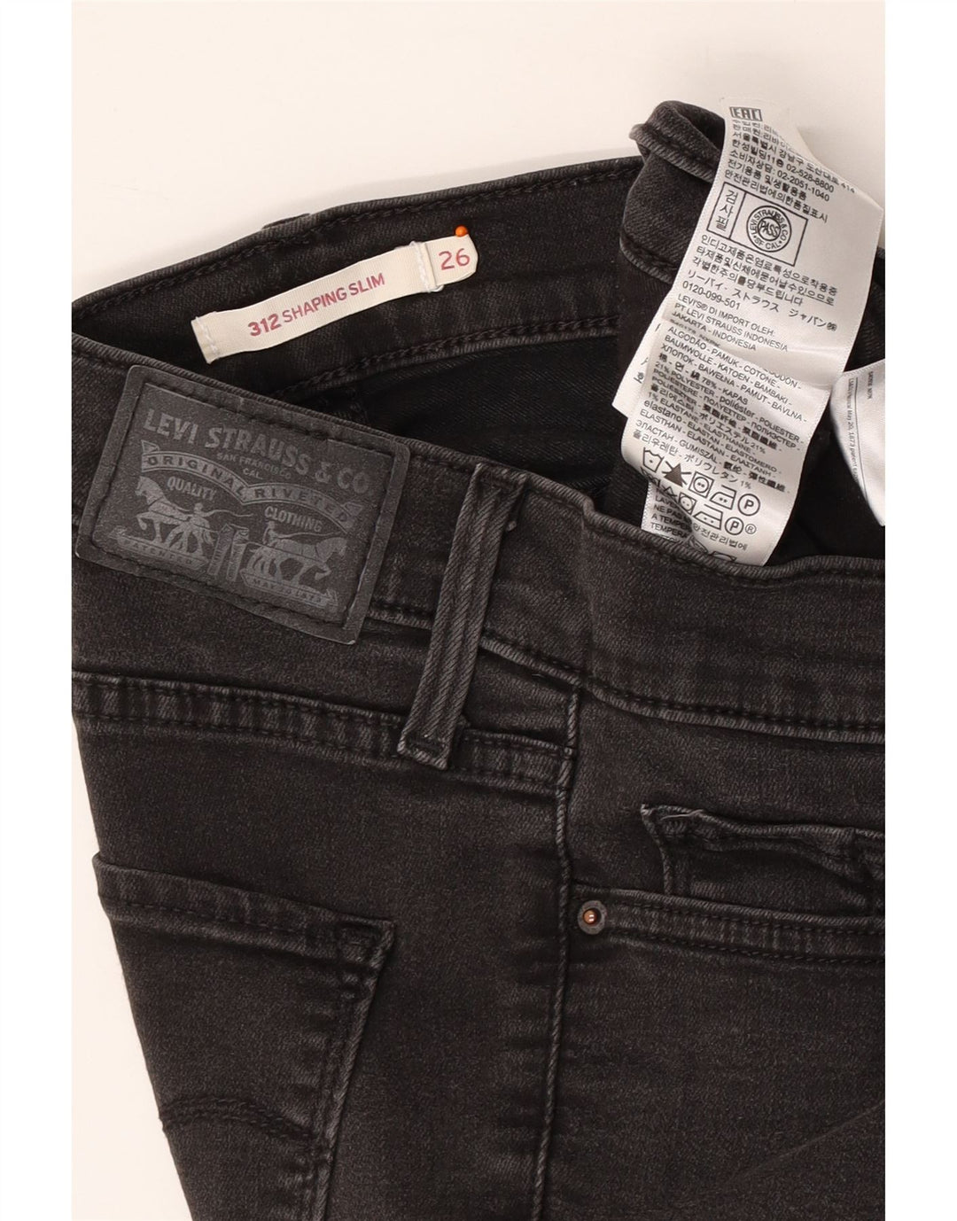LEVI'S Damen 312 Shaping Slim Jeans W26 L30 Graue Baumwolle