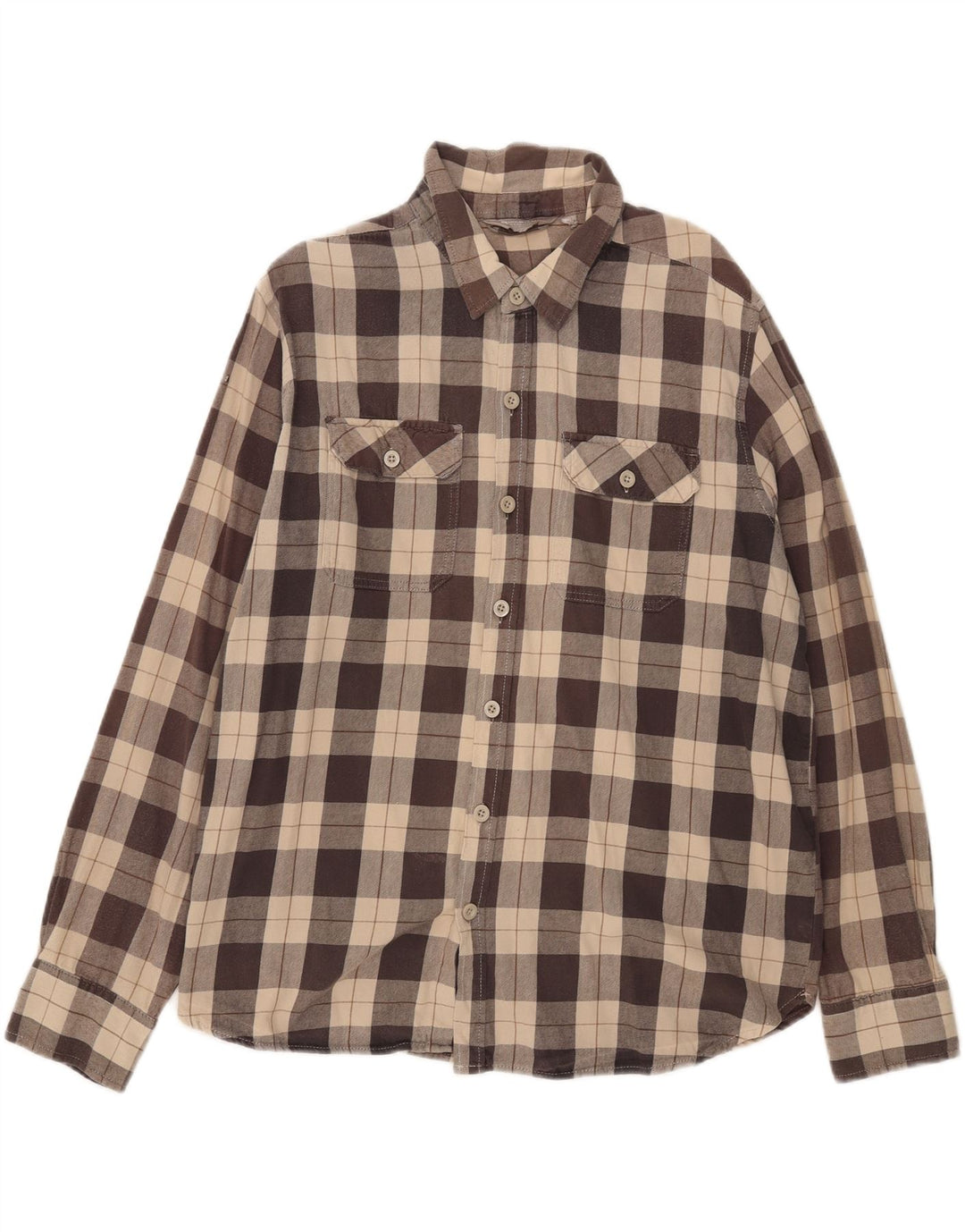 Mountain Warehouse Herren-Flanellhemd 2XL, braun karierte Baumwolle