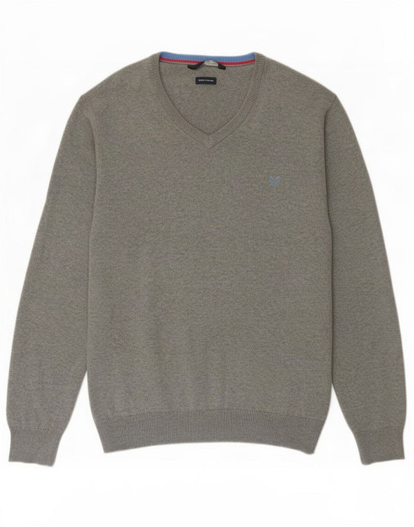 J. Crew Herren-Pullover mit V-Ausschnitt, 2XL, graue Baumwolle