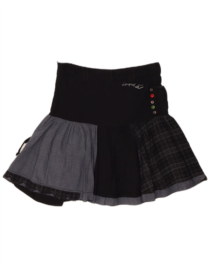 Desigual Damen Minirock EU 38 Medium W30 Schwarz Patchwork Viskose