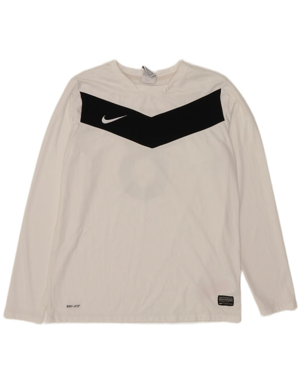 Nike Jungen Dri Fit Graphic Top Langarm 13–14 Jahre XL Weiß Farbblock