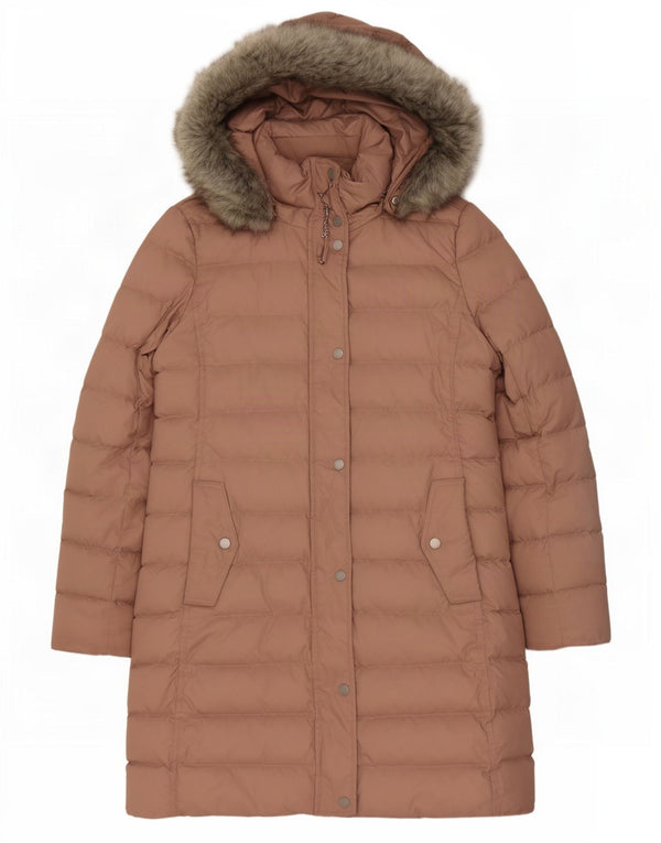 Tommy Hilfiger Wattierter Damenmantel mit Kapuze, UK 14, Größe L, rosa, Polyester