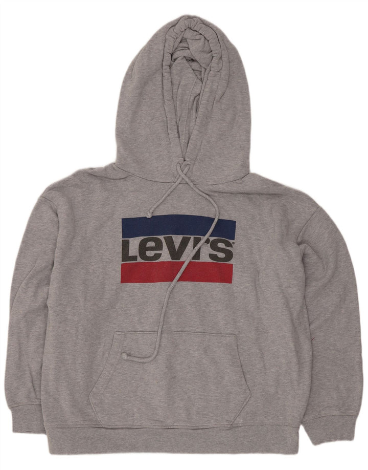 Levi's Womens Graphic Oversized Hoodie Pullover UK 14 Large Grau meliert