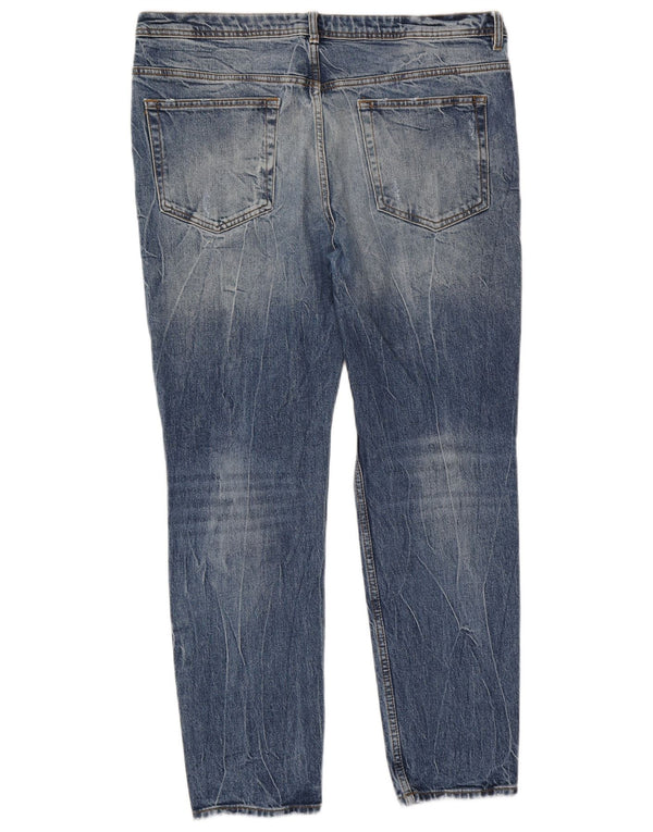 Zara Herren Distressed Slim Jeans EU 46 XL W36 L28 Blaue Baumwolle