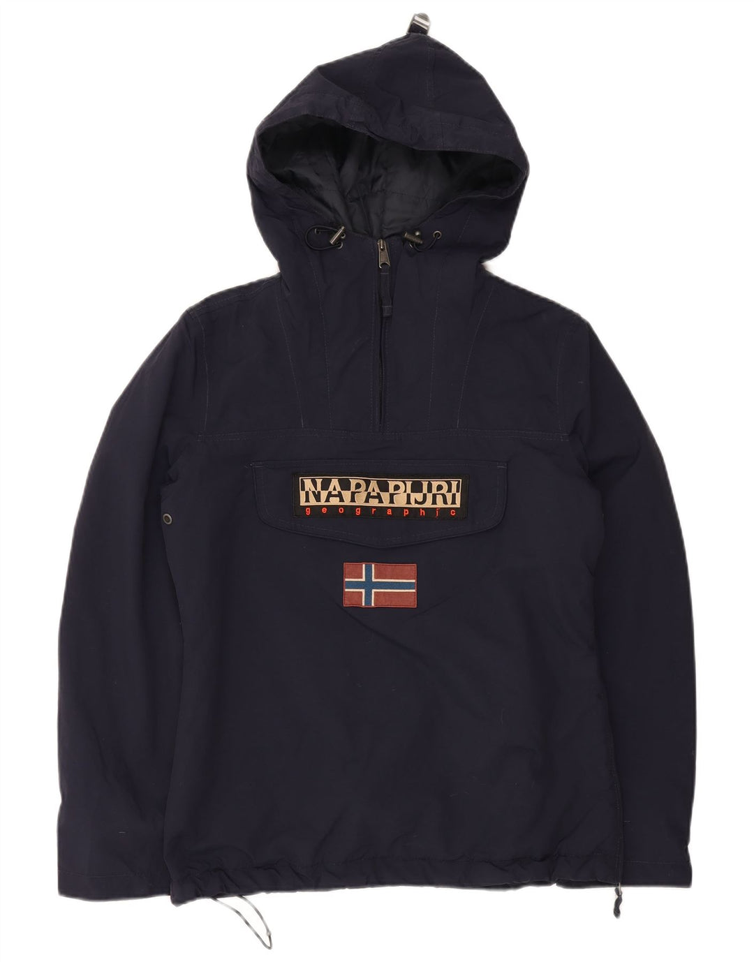 Napapijri Herren-Anorakjacke mit Kapuze und Grafik, UK 40, Größe L, Marineblau, Polyamid