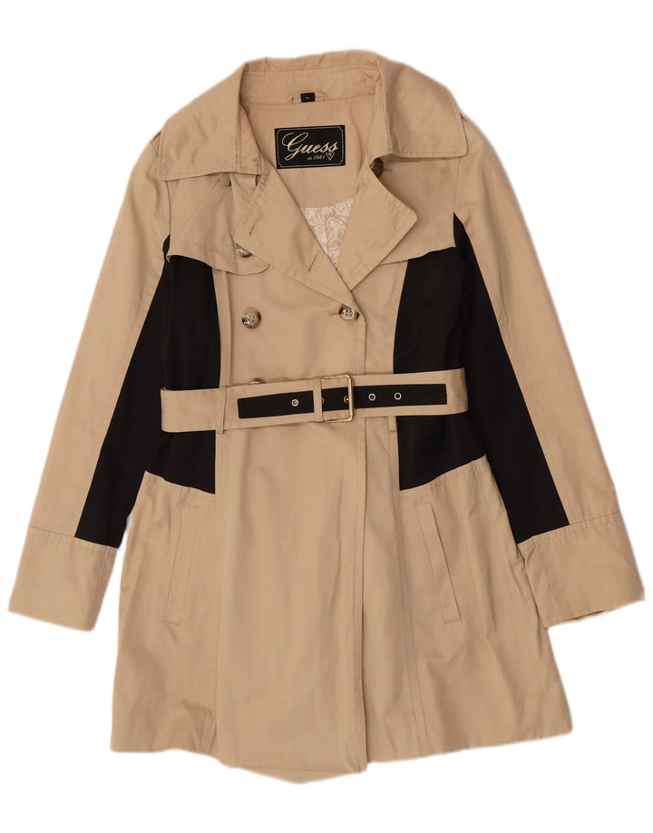 Guess Damen Trenchcoat UK 12 Mittelbeige Colourblock-Baumwolle