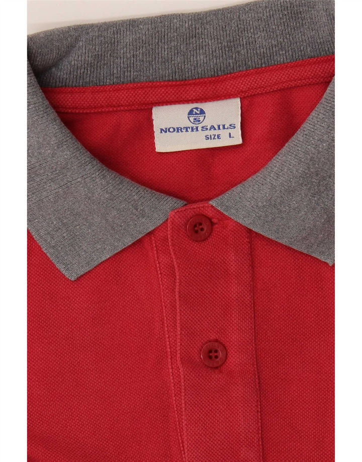 North Sails Herren-Poloshirt mit Grafik, groß, rot, Farbblock