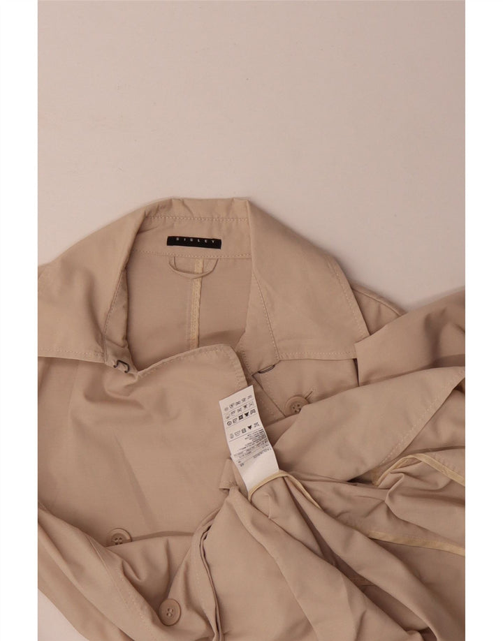 Sisley Damen Trenchcoat IT 46 Large Beige Baumwolle