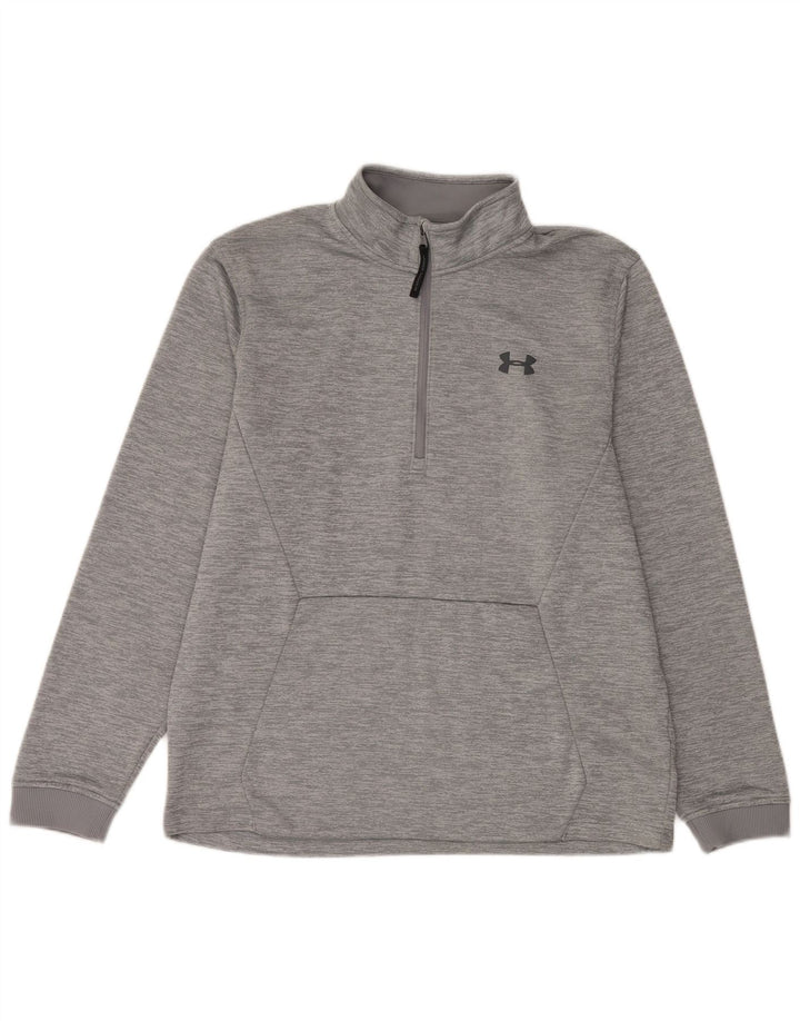 Under Armour Herren-Sweatshirt mit grafischem Reißverschluss und Rundhalsausschnitt, Größe L, grau gefleckt