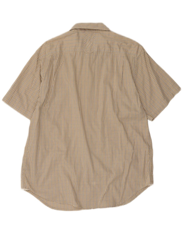 Guess Herren Kurzarmhemd XL Beige Gingham Baumwolle