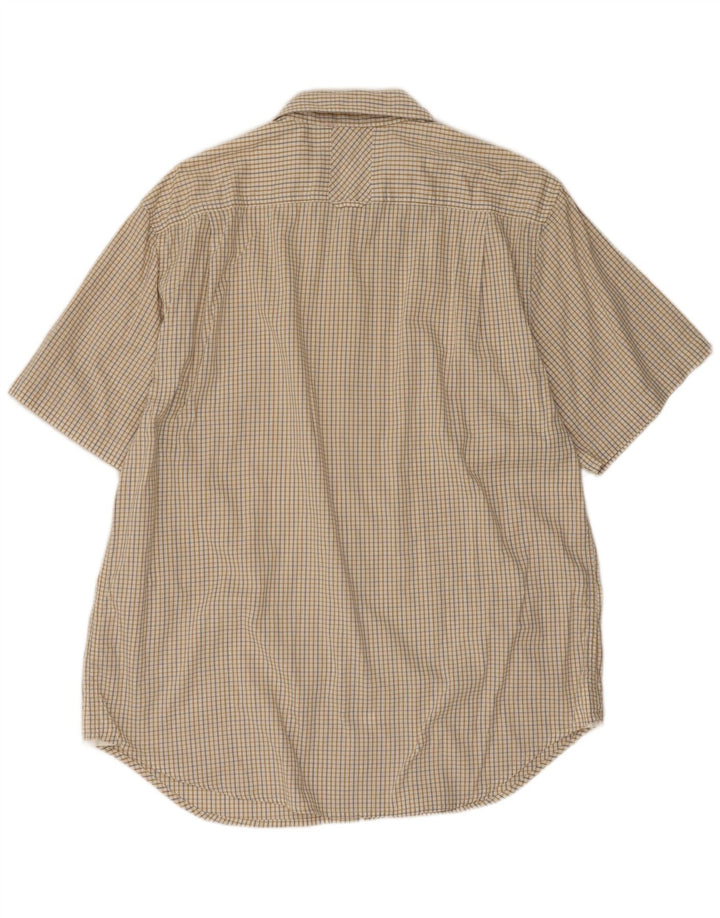 Guess Herren Kurzarmhemd XL Beige Gingham Baumwolle