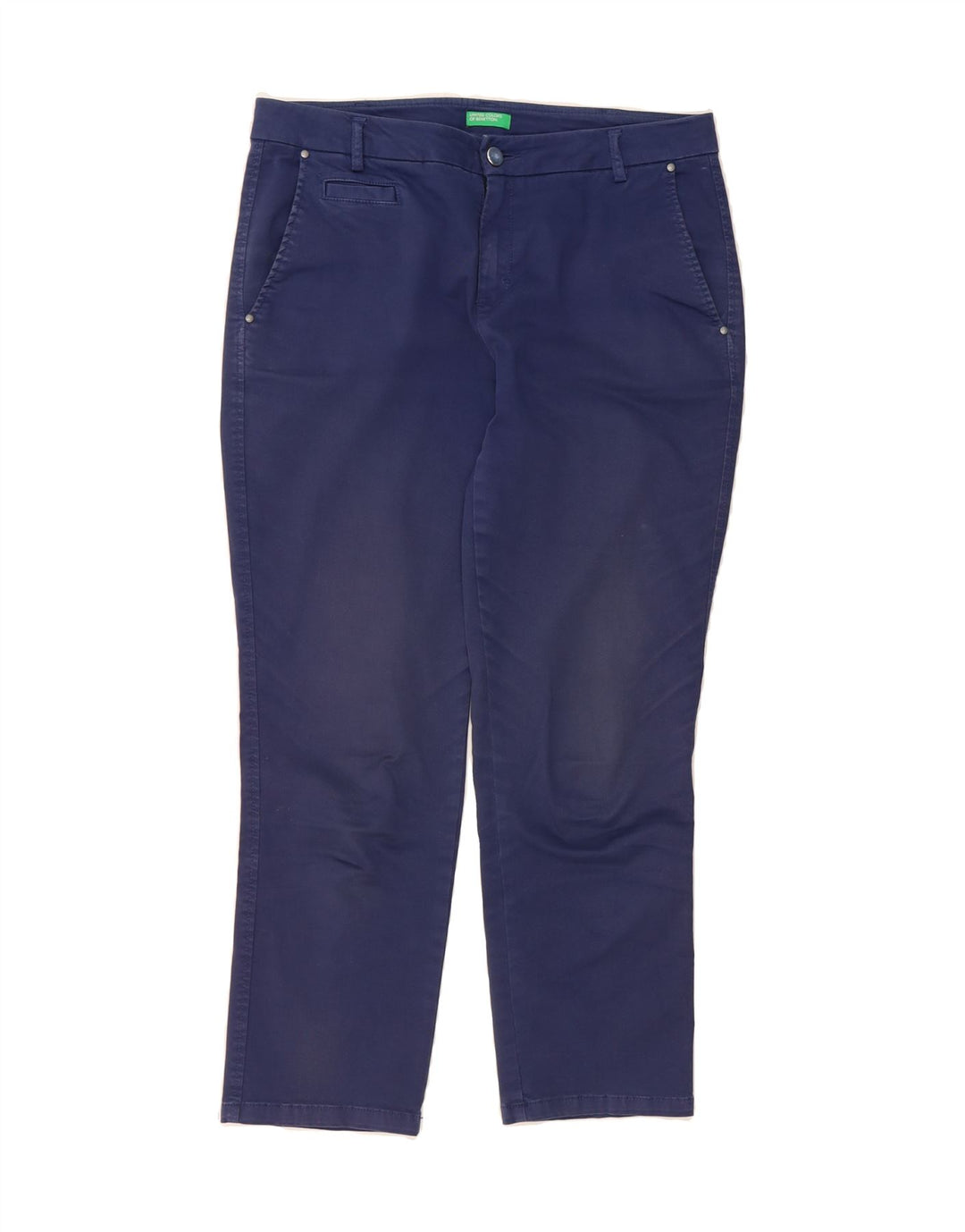BENETTON Womens Straight Chino Trousers W32 L26 Navy Blue Vintage Benetton and Second-Hand Benetton from Messina Hembry 