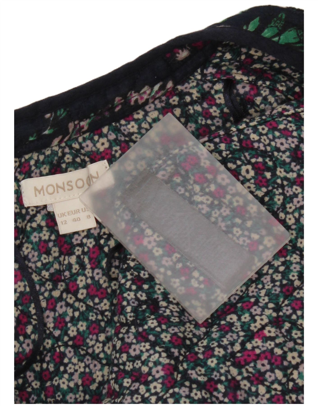 Offene Blazerjacke für Damen von Monsoon, Gr. 12, mittleres Marineblau, Baumwolle mit Blumenmuster