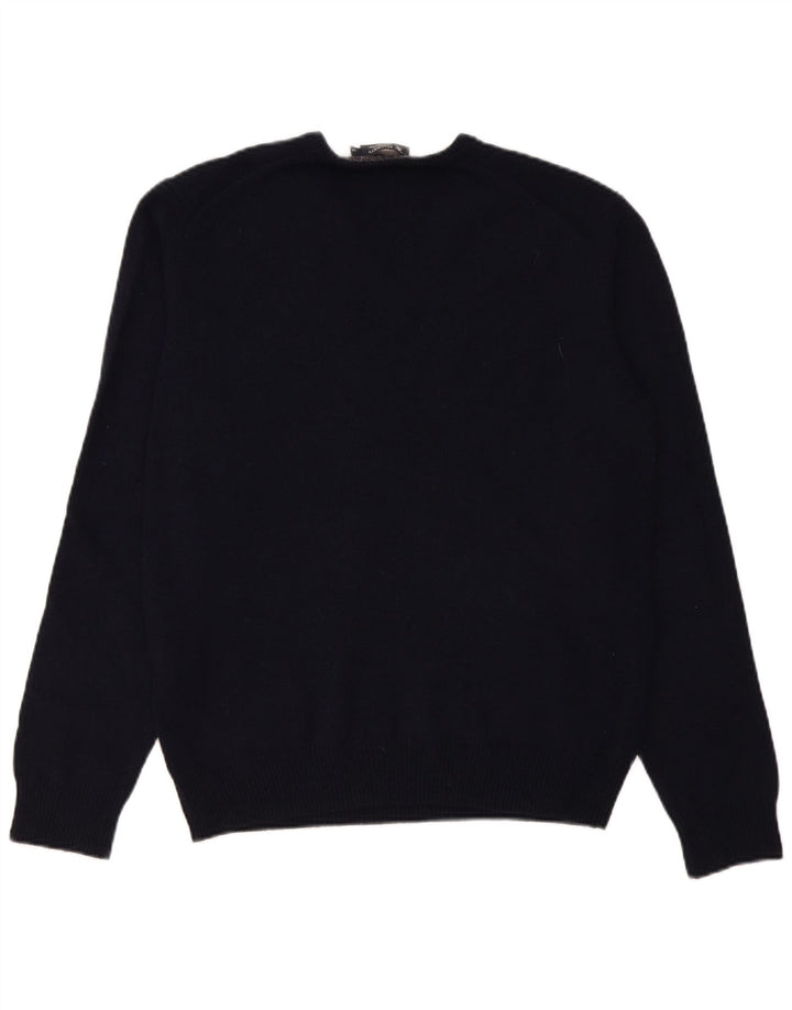 Hackett Herren-Pullover mit V-Ausschnitt, mittlere marineblaue Lammwolle
