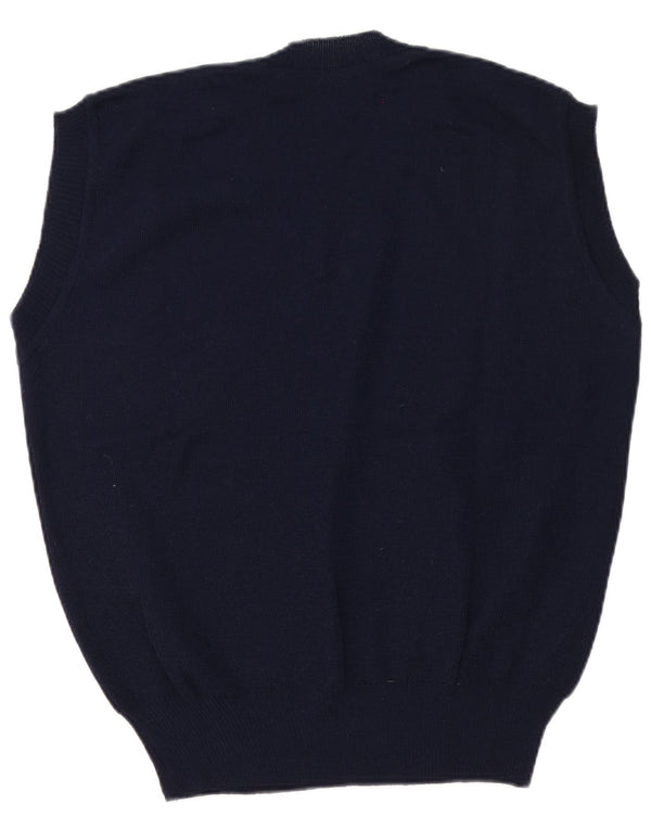 Vintage Herren Weste Tank Top EU 50 Medium Marineblau Polyacryl