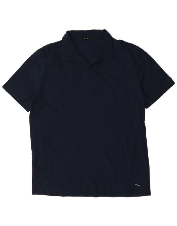 Massimo Dutti Herren Poloshirt XL Marineblau Baumwolle